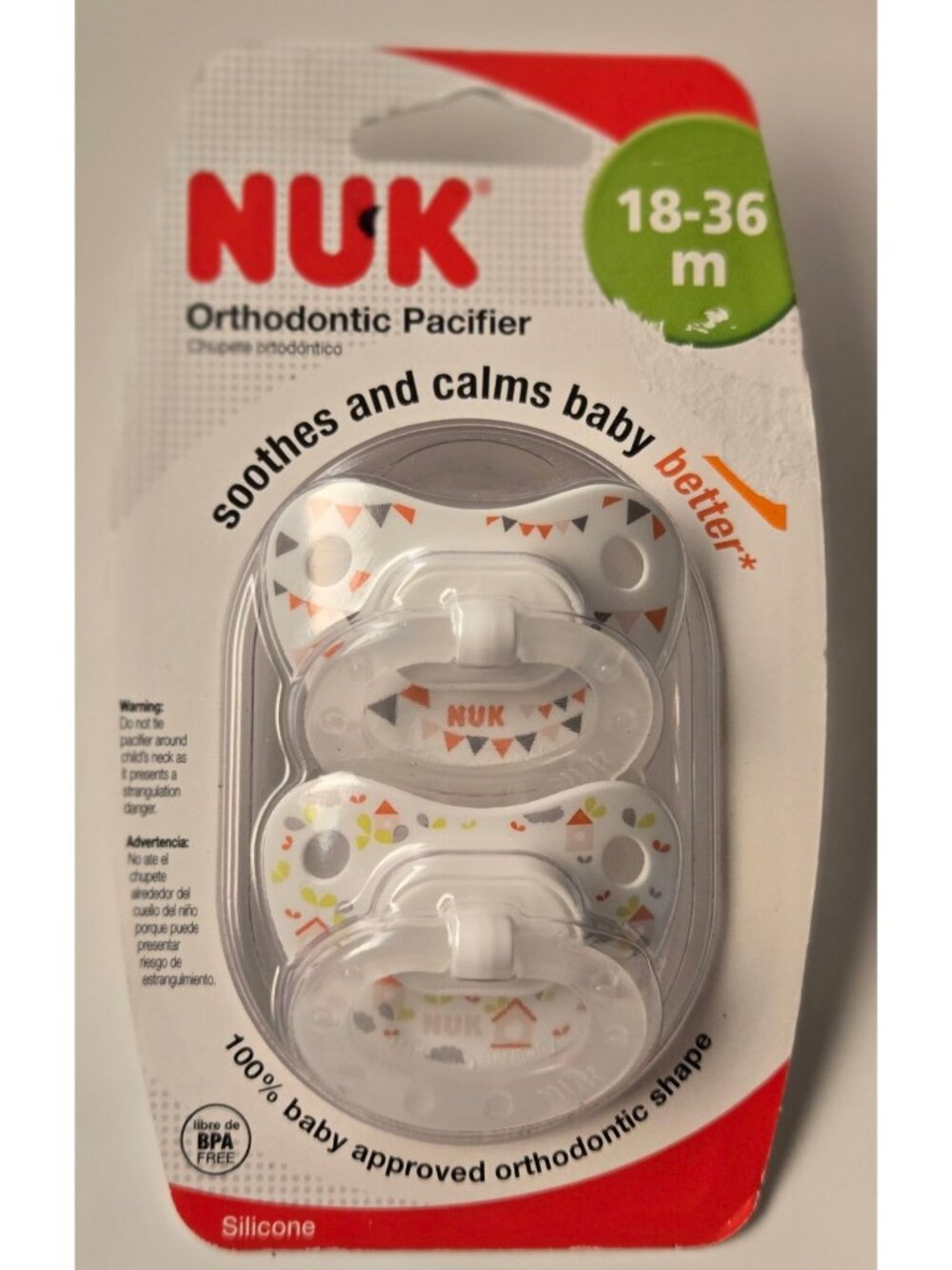 Nuk Orthodontic Infant Pacifier 2 Pk 18-36 Months Soothing 8295R Germany